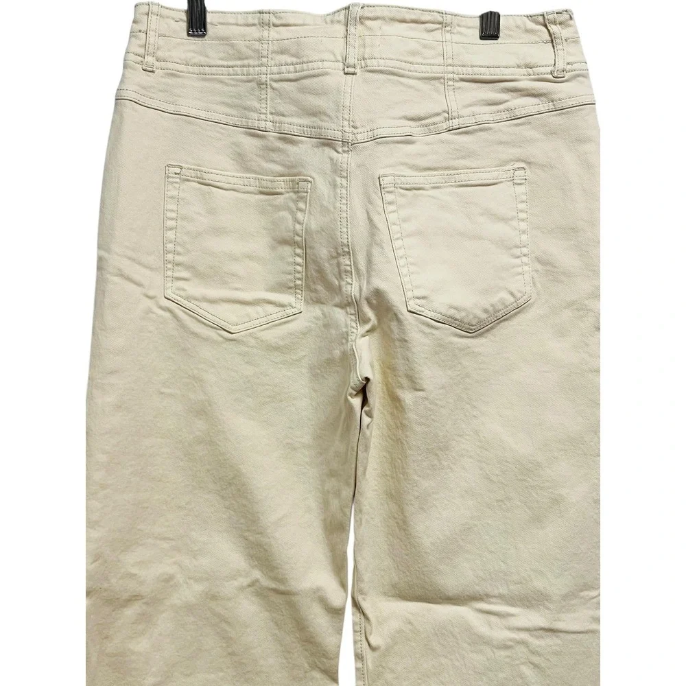 LOFT The Wide Leg Jeans Womens 4 Cream Ecru Wide Leg Stretch Utility Denim Pants